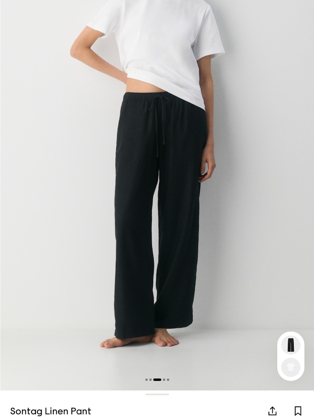 Aritzia Sontag Linen Wide Leg Pants in Black - Picture 1 of 3